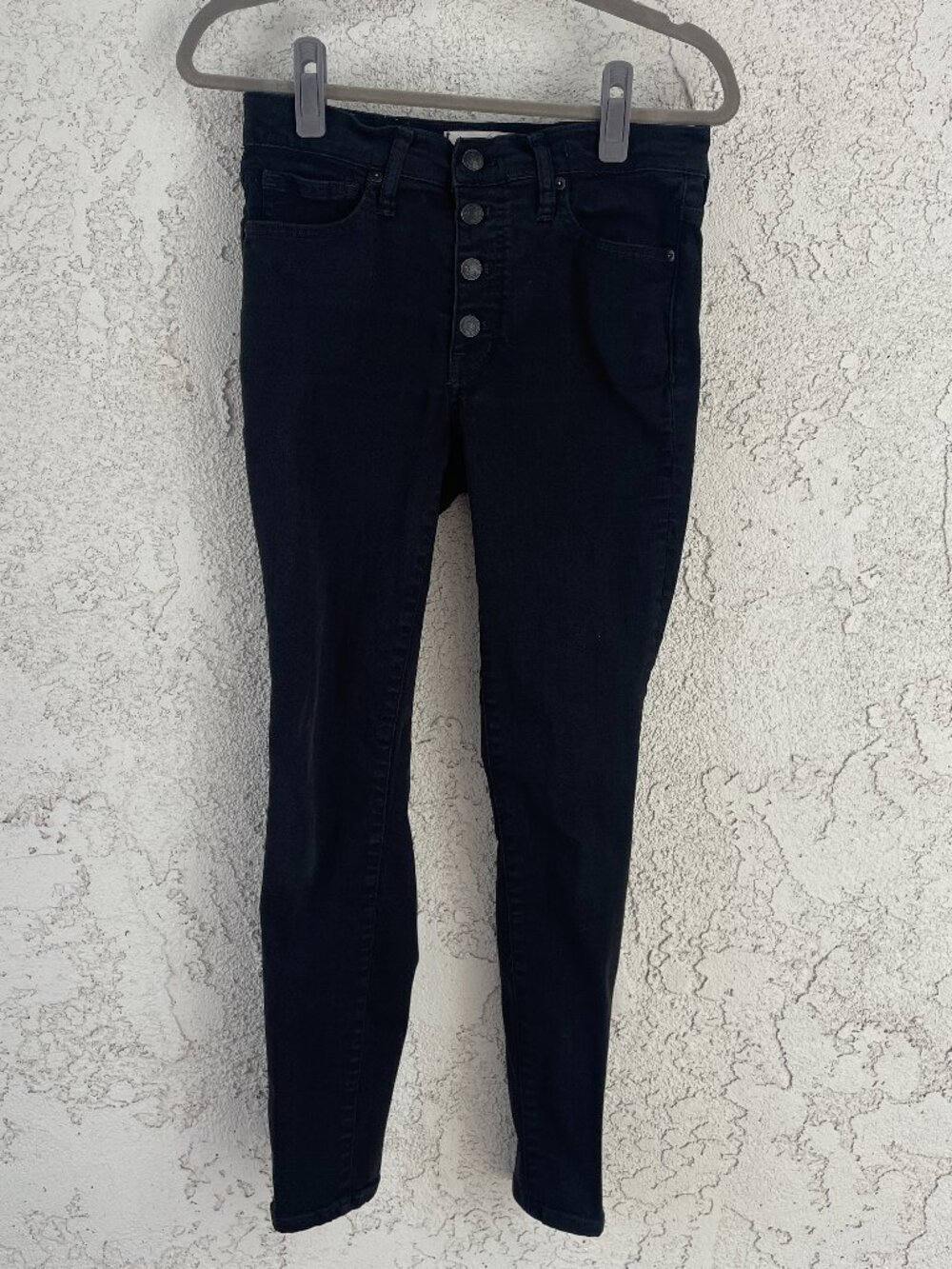 Madewell 9" Mid-Rise Skinny Black Button-Fly Jeans Size 28 Stretch Denim Pants